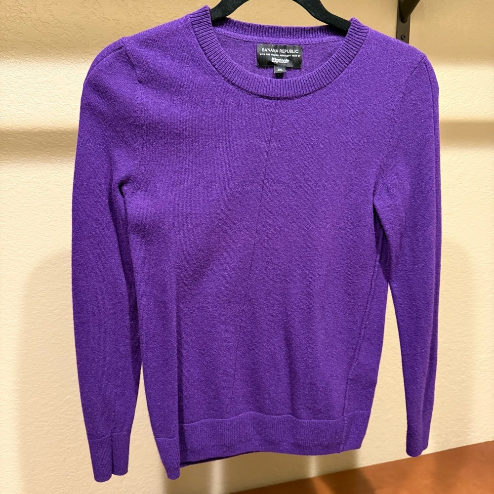 Banana Republic Italian merino wool blend sweater, vibrant purple